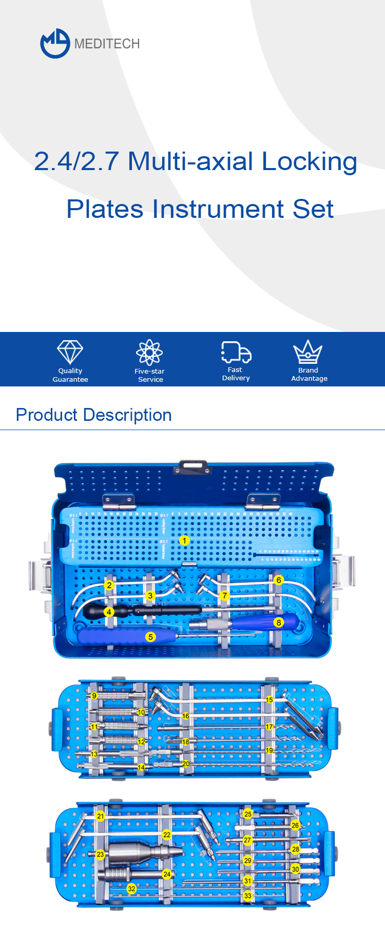 2.4/2.7 Multi-axial Locking Plates Instrument Set